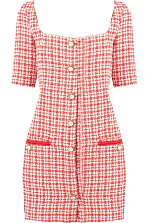 Pinko Kjole, Dame, Rød, S, Tweed, Elegant Tweed Mini Kjole