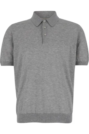 LA FILERIA Top, Herre, Grå, 3XL, Bomuld, Grå Crepe Strikket Polo