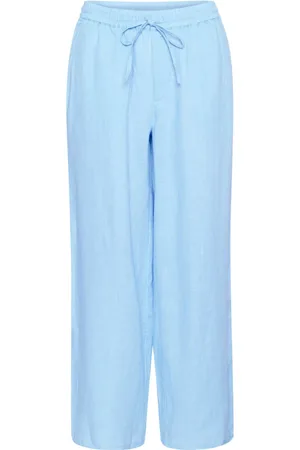 Cream Bukser, Dame, Blå, L, Uld, Crbellis Linen Pant Bukser 10611574 Placid Melange