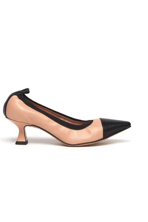 ANNA F. Sko, Dame, Lyserød, 36 EU, Læder, Læder Decolleté i Sort Blush