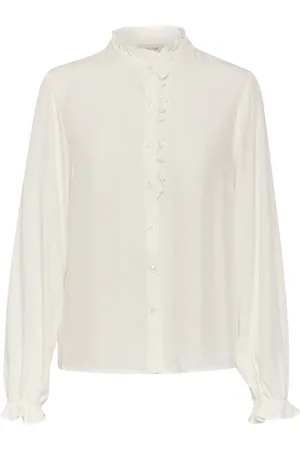 Cream Bluser & Skjorter, Dame, Hvid, 2XL, Feminin Skjortebluse med Pufærmer