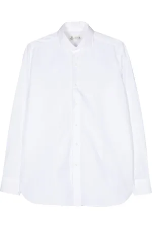 LUIGI BORRELLI NAPOLI Skjorte, Herre, Hvid, 5XL, Bomuld, Formal Bluser