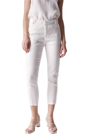 Salsa Bukser, Dame, Hvid, W33, Linned, Slim Cropped Linned Chino Bukser