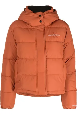 Calvin Klein Jakke, Dame, Brun, XS, Uld, Brun Kort Puffer Dunjakke