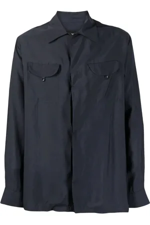 Giorgio Armani Skjorte, Herre, Blå, XS, Uld, Long Sleeve Tops