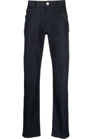 Giorgio Armani Jeans, Herre, Blå, W31, Bomuld, Elegant Blå Straight Jeans til Mænd