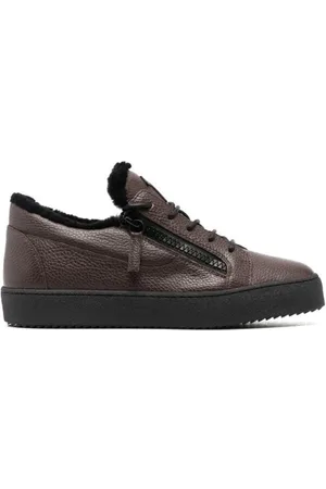 Giuseppe Zanotti Sko, Herre, Brun, 42 EU, Læder, Elegant Brun Lukkede Flade Sneakers