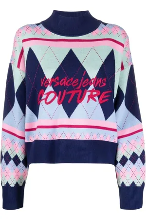VERSACE Strik, Dame, Flerfarvet, L, Uld, Sweatshirts