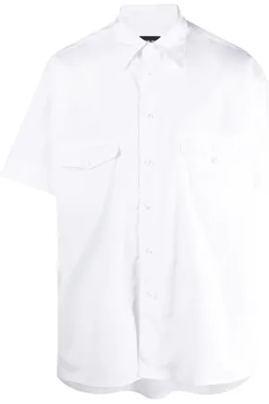 Giorgio Armani Skjorte, Herre, Hvid, M, Bomuld, Elegant Hvid Kortærmet Skjorte