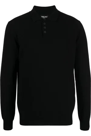 Giorgio Armani Top, Herre, Sort, 3XL, Cashmere, Polo Bluser