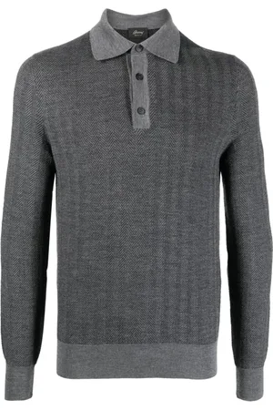 BRIONI Strik, Herre, Grå, M, Uld, Polo Bluser
