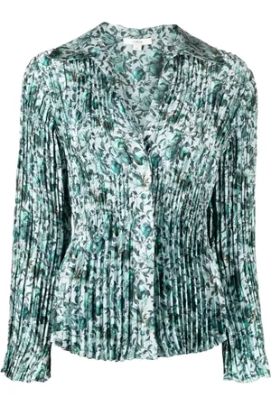 Vince Bluser & Skjorter, Dame, Flerfarvet, S, Uld, Blå Berry Blooms Plisseret Bluse