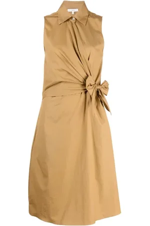 Vince Kjole, Dame, Brun, XL, Bomuld, Brun Maxi Wrap Skjortekjole