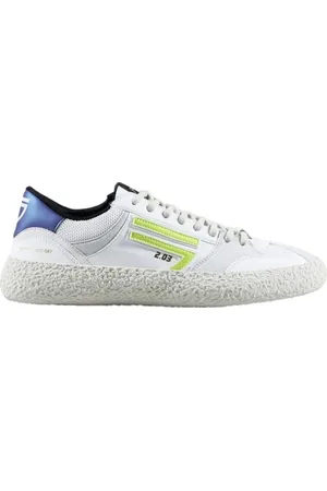 Puraai Sko, Herre, Grøn, 40 EU, Læder, Vintage Stil Hvide kunstlædere Sneakers med Limegrønt Logo