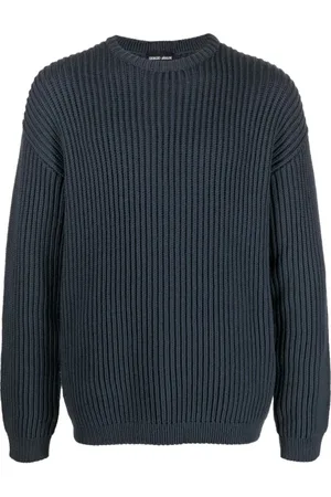 Giorgio Armani Strik, Herre, Blå, 3XL, Uld, Sweatshirts