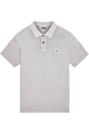 Stone Island Top, Herre, Grå, XL, Bomuld, Bomuldspolo med FISSATO-effekt