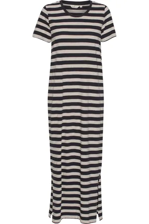 Basicapparel Kjole, Dame, Sort, XS, Bomuld, Rebekka Stripe Kjole Sort/ Melange