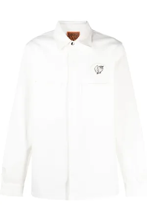 Sky High Farm Skjorte, Herre, Hvid, L, Bomuld, Bomuld Logo Print Skjorte