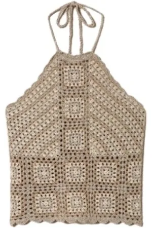 Twin-Set Top, Dame, Flerfarvet, M, Hæklet Lurex Strikketop