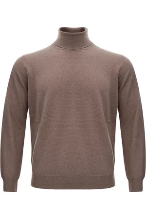 KANGRA CASHMERE Strik, Herre, Brun, S, Uld, Højhalset uldblend sweater