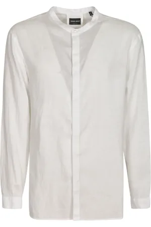 Giorgio Armani Skjorte, Herre, Hvid, 4XL, Uld, Casual Bluser