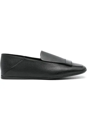 Sergio Rossi Sko, Dame, Sort, 40 EU, Læder, Sort læder slip-on sko