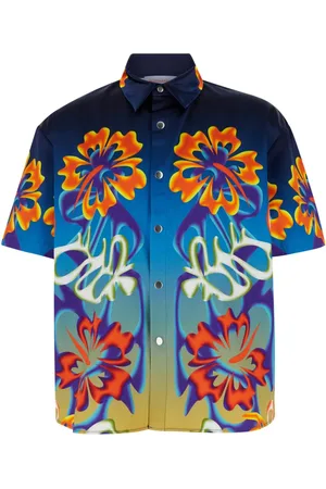 Bluemarble Skjorte, Herre, Flerfarvet, M, Bomuld, Hibiscus MultiColour Kortærmet Skjorte