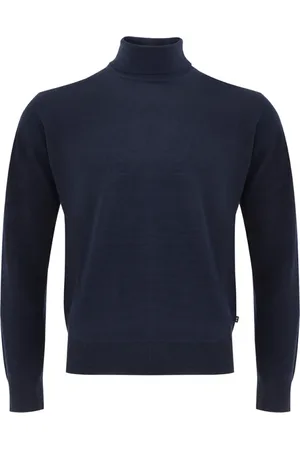 FERRANTE Strik, Herre, Blå, M, Uld, Rullekraver
