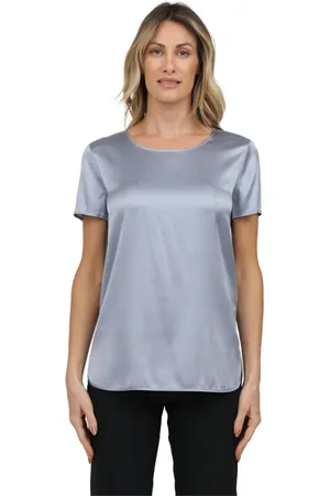 Max Mara Top, Dame, Blå, XS, Silke Stretch T-shirt