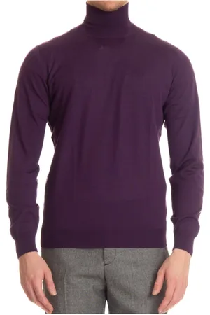 DRUMOHR Strik, Herre, Lilla, 2XL, Uld, Lilla Ekstra Fin Uld Turtleneck Sweater