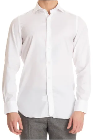 Finamore Skjorte, Herre, Hvid, M, Bomuld, Milano Slim Fit Hvid Skjorte