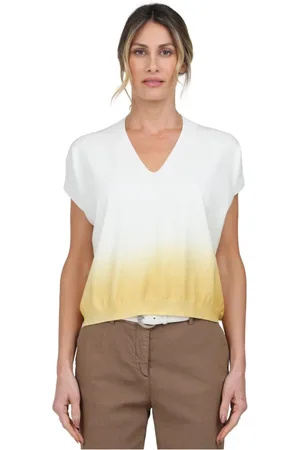 Gran Sasso Top, Dame, Flerfarvet, M, Uld, Kortærmet Ombre T-shirt