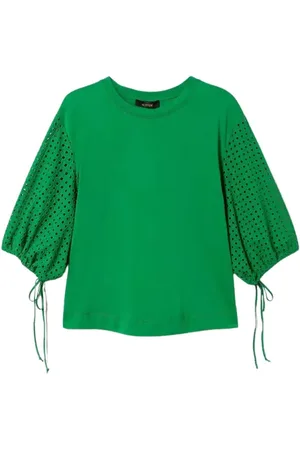 Twin-Set Top, Dame, Grøn, L, Sangallo Blondeærme T-Shirt