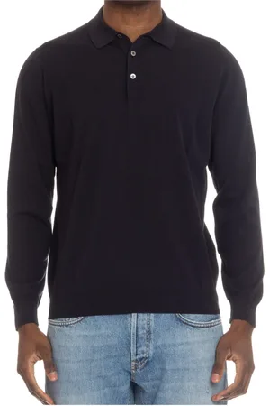 DRUMOHR Top, Herre, Blå, 2XL, Bomuld, Blå Strikket Bomuldspolo Slim Fit