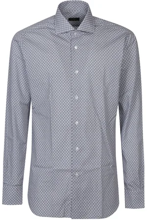 BARBA Skjorte, Herre, Flerfarvet, M, Bomuld, Fantasia Bianco/Blu Neck Shirt