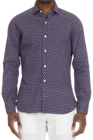 BARBA Skjorte, Herre, Blå, M, Bomuld, Blouses & Bluser