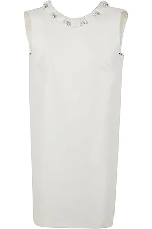 VERSACE Kjole, Dame, Hvid, S, Polyester, Hvid Silkeblanding Broderet Cocktailkjole