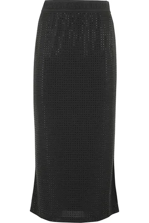 VERSACE Nederdel, Dame, Sort, XS, Polyester, Sort Stresset Jersey T-shirt
