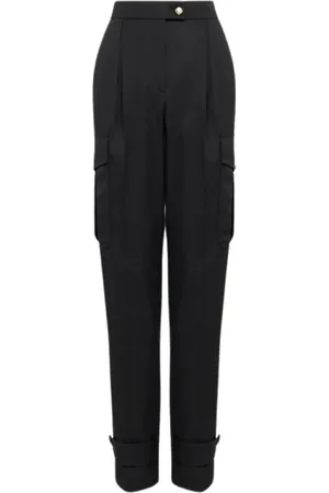 Alexander McQueen Bukser, Dame, Sort, XS, Uld, Højtaljede, tapered militær bukser