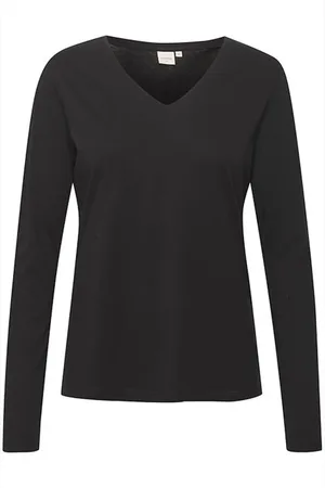 Cream Top, Dame, Sort, 2XL, Bomuld, Naia Long Sleeve T-Shirt Toppe T-shirts 10605255 Pitch