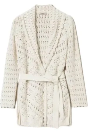 Twin-Set Strik, Dame, , M, Bomuld, Strikket Shawl Krave Cardigan