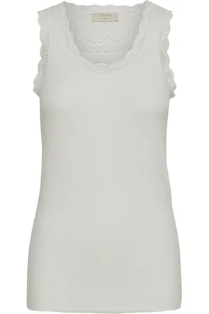 Cream Top, Dame, Hvid, S, Polyester, Vanessa Top Toppe T-shirts 10602820 Chalk