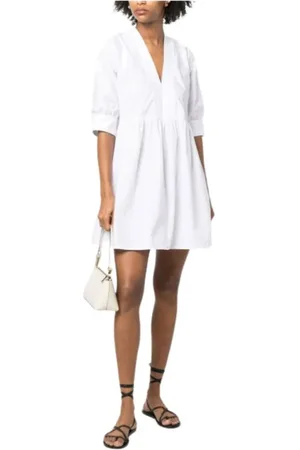 Twin-Set Kjole, Dame, Hvid, XS, Bomuld, Bomuld Poplin Cutout Kjole