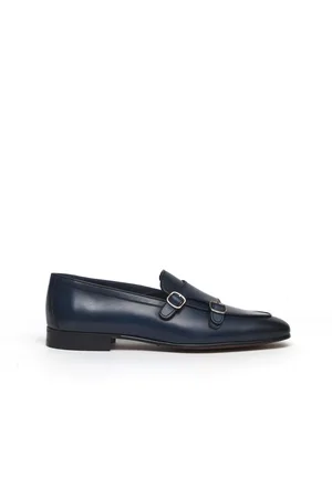 Berwick Sko, Herre, Blå, 40 1/2 EU, Læder, Blå læder Monk Strap sko