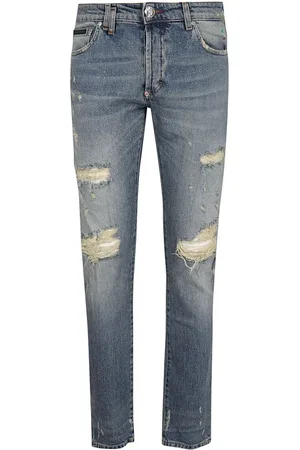 Philipp Plein Jeans, Herre, Blå, W33, Denim, Azure Skinny Fit Denim Bukser