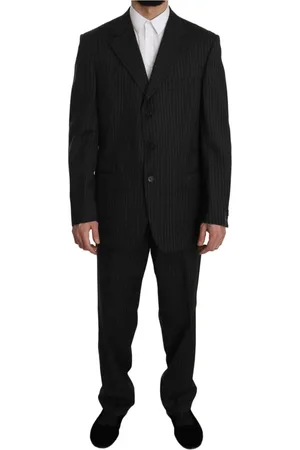 Ermenegildo Zegna Jakkesæt, Herre, Sort, XL, Uld, Sort Stribet 2-Delt Jakkesæt