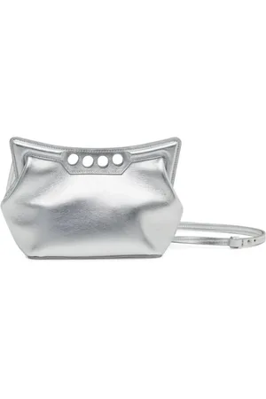 Alexander McQueen Taske, Dame, Grå, ONE SIZE, Uld, Sølv Metallic Lambskin Peak Mini Taske