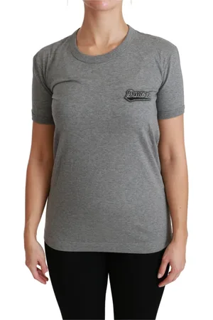 Dolce & Gabbana Top, Dame, Grå, 3XS, Bomuld, Grå Crewneck Amore Patch Bomuld T-shirt
