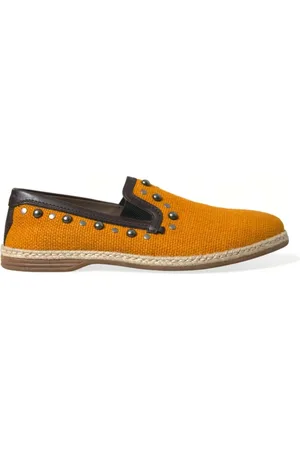 Dolce & Gabbana Sko, Herre, , 44 1/2 EU, Studded Linen Leather Loafers