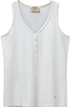 Mos Mosh Top, Dame, Hvid, S, Bomuld, Basis Tank Top med knapdetalje
